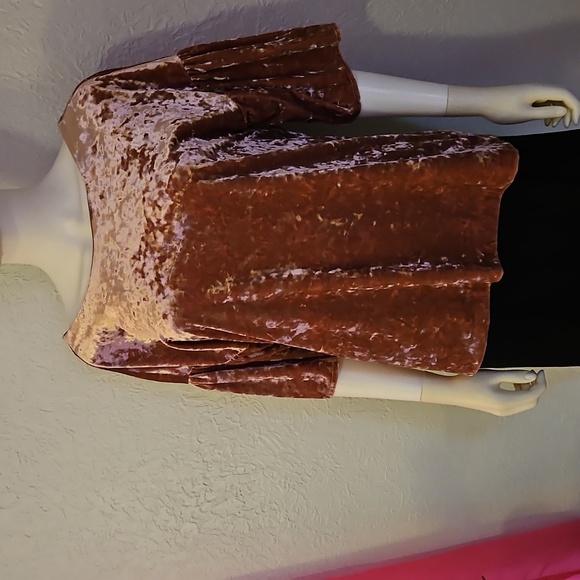 BOBEAU Crushed Velvet Blush Pink Boat Neck Bell Sleeve Top - Picture 3 of 8